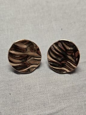 (3 for $10!) Gold Tone Textured Round Stud Earrings